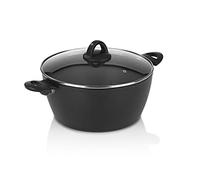 Bratoni cacerola de aluminio con tapa de cristal - forjada - 28 cm | Revestimiento antiadherente para cocinar con poca grasa | Apta para todo tipo de cocinas, incluida la de inducción