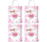 Brattol 16 bolsas de regalo de fiesta de primer cumpleaños, diseño de sandía, nuestra pequeña dulce es una en un melón, decoración de fiesta de primer cumpleaños