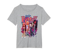 Bratz Girls en una Hoguera Rosa neón Camiseta, Mujer Tallas Grandes, Gris Jaspeado, 4XL Grande