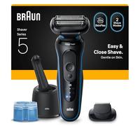 Braun Afeitadora Eléctrica Hombre Series 5, Máquina De Afeitar En Seco Y Mojado, 2 Modos De Afeitado, 50 Min De Uso, Centro De Limpieza, Recortadora De Precisión, Estuche De Viaje, 52-B7200CC, Azul