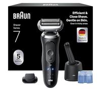 Braun Afeitadora Eléctrica Hombre Series 7, Máquina De Afeitar Barba En Seco Y En Mojado, 3 Modos De Afeitado, 60 Min De Uso, Centro De Limpieza, Estuche De Viaje, 72-N7200CCE, Oro
