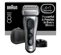 Braun Afeitadora Eléctrica Hombre Series 8, Máquina De Afeitar Barba En Seco Y En Mojado Con Cabezal De Precisión y Recortadora, 60 Min De Uso, Base De Carga Y Estuche De Viaje, 8617S, Plata