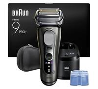 Braun Afeitadora Eléctrica Hombre Series 9 PRO+, Máquina De Afeitar Barba En Seco Y En Mojado Con Tecnología 5+1, Inalámbrica, 60 Min De Uso, Estuche De Viaje, Centro De Limpieza, 9665CCE, Grafito
