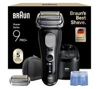 Braun Afeitadora Eléctrica Hombre Series 9 PRO+, Máquina De Afeitar Barba En Seco Y Mojado Con Tecnología 5+1, 60 Min De Uso, Centro De Limpieza, Estuche De Viaje, 1 Cabezal Extra, 9660CCPS, Negro