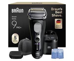 Braun Afeitadora Eléctrica Hombre Series 9 PRO+, Máquina De Afeitar Barba En Seco Y Mojado Con Tecnología 5+1, 60 Min De Uso, Centro De Limpieza, Estuche De Viaje, Cabezal ProComfort, 9690CCE, Negro