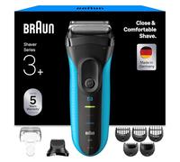 Braun Afeitadora eléctrica serie 3+, 3 cuchillas flexibles, micropeine de eficiencia, accesorio para recortadora de barba, +5 peines, maquinilla de afeitar húmeda y seca para hombres, fabricada en