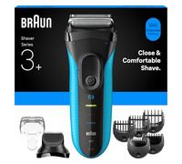 Braun Afeitadora eléctrica serie 3+, 3 cuchillas flexibles, micropeine de eficiencia, accesorio para recortadora de barba, +5 peines, maquinilla de afeitar húmeda y seca para hombres, fabricada en