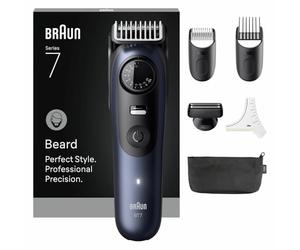 Braun Barbero Trimmer Series 7, Cortapelos eléctrico para hombre con 6 accesorios, hoja ProBlade ultraafilada, duración de batería de 120 min, afeitadora de barba inalámbrica, 40 longitudes