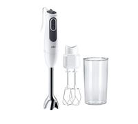 Braun Hogar MultiQuick 3V Batidora de Brazo, 11 Velocidades, Control de Salpicaduras, Piezas Aptas para el Lavavajillas, Vaso de Plástico sin BPA de 600 ml, Batidora Doble, MQ3105B, 750 W, Blanco