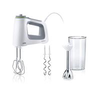 Braun MultiMix 5 HM 5107 - Batidora de mano con regulación de velocidad continua, incluye batidor, gancho para amasar, batidora y vaso medidor de 600 ml, color blanco