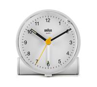 Braun Reloj Despertador analógico clásico función repetición e iluminación, Movimiento de Cuarzo silencioso, Alarma por pitido en Crescendo en Blanco, Modelo BC01W.