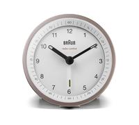 Braun Reloj Despertador analógico controlado por Radio, Zona con Hora Central Europea (DCF/GMT+1), función repetición e iluminación, Alarma por pitido en en Blanco y Rosa, BC07PW-DCF