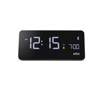 Braun Digital Alarm Clock with VA LCD Display, 10W Qi Wireless Fast-Charging Pad, Automatic Backlight Adjustment, Quick Set, Beep Alarm in Black, Model BC21B.