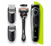 Braun Beard Trimmer 3 BT3341, recortadora de barba para hombres, cortapelos facial, cabello, cuchillas fiables, 39 ajustes de longitud, negro/verde