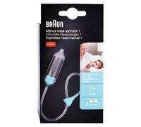 Braun Aspirador nasal manual 1, Eliminador de mucosidad, Alivio de la nariz obstruida, Potencia de succión manual,Apto para recién nacidos, bebés y niños pequeños, Apto para lavavajillas, BNA050