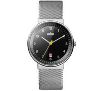 Braun BN0032BKSLMHG - Reloj análogico de cuarzo con correa de acero inoxidable para hombre, color plateado/negro