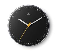 Braun Clásico Reloj de Pared analógico Movimiento de Cuarzo silencioso, fácil de Leer, 23 cm de diámetro en Color Negro, Modelo BC26B