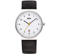 Braun BN0032WHBKG - Reloj análogico de cuarzo con correa de cuero para hombre, color negro/gris