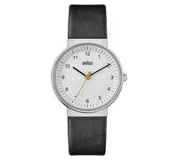 Braun Classic Quartz White Dial Correa de cuero negro Reloj para mujer BN0031...