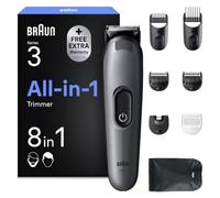 Braun Cortacésped Eléctrico Hombre, Todo-en-Uno Series 3 AIO3540, 3 en 1 | Batería recargable, inalámbrica, zuecos y cabezales lavables, hoja ultra afilada, 14 longitudes, caja con 1 bolsa