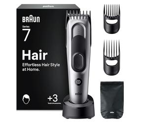 Braun Cortapelos Hombre Series 7 HC7590, Gris - Máquina de Cortar Pelo con 5 Accesorios de Styling, Lámina de Corte Ultra Afilada, 17 Longitudes, 50 Min de Autonomía, Resistente al Agua