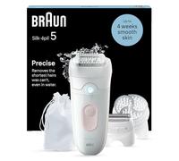 Braun Depiladora Eléctrica Mujer Silk-épil 5, Depiladora Corporal Con Cabezal De Rasuradora y Cepillo De Exfoliación, Uso En Seco Y En Mojado, Depila, Rasura y Exfolia, 5-060, Blanco/Flamenco