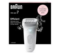 Braun Depiladora Eléctrica Mujer Silk-épil 7, Depiladora Corporal Con Cabezal Ancho Para Una Eliminación Del Vello Fácil, Uso En Seco Y En Mojado, 7-011, Blanca/Plateada