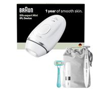 Braun Depiladora Luz Pulsada Silk·expert Mini, PL1115, Blanco/Plata | Depilación Láser en Casa, IPL con Funda, Mini Rasuradora Facial, Recortadora para Zona de Bikini Y Maquinilla Venus