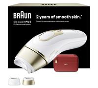 Braun Depiladora Luz Pulsada Silk·expert Pro 5, PL5220, Blanco/Oro | IPL, Depilación Láser en Casa para Mujer y Hombre, Eliminación del Vello, Depiladora Laser con 2 Cabezales Y Neceser Rojo