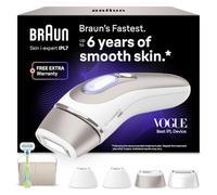 Braun Depiladora Luz Pulsada Skin i·expert Smart IPL, PL7387, Blanco/Bronce | Alternativa a Depiladora Laser con Inteligencia Artificial, Elimina el Vello en Casa, Neceser, Maquinilla Venus, 4 Cabezales