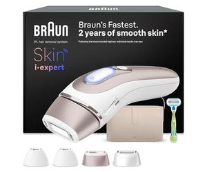 Braun Depiladora Luz Pulsada Skin i·expert Smart IPL, PL7387, Bronce | Alternativa a Depiladora Laser con Inteligencia Artificial, Neceser, Maquinilla Venus, 4 Cabezales, Embalaje de Cartón