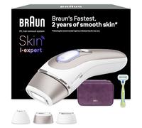 Braun Depiladora Luz Pulsada Smart IPL Skin i·expert, Depilación Láser en Casa, Reducción Permanente del Vello, Depiladora Laser con 3 Cabezales, Funda Y Maquinilla Venus, Blanco/Bronce, PL7263