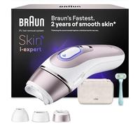 Braun Depiladora Luz Pulsada Smart IPL Skin i·expert, Depilación Láser en Casa, Reducción Permanente del Vello, Depiladora Laser con 3 Cabezales, Neceser Y Maquinilla Venus, Blanco/Bronce, PL7311
