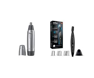 Braun EN10 - Cortapelos Hombre nariz y orejas, color plata & PT 5010 - Recortadora de barba de precisión, maquina de afeitar, color negro, pilas, 2015