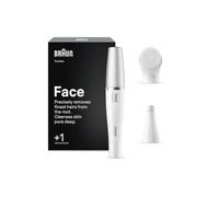 Braun FaceSpa - Sistema de depiladora y limpieza facial + 1 accesorio 810, blanco/plateado
