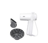 Secador de pelo Braun HD2.21 - Secador potente con difusor y boquilla de secado, tecnología IONTEC, motor de 2200 W, 3 ajustes de temperatura y 2 de velocidad, acabado blanco con brillo- BRHD226E