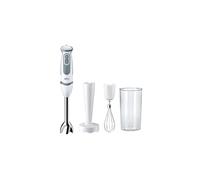 Braun Hogar Batidora de mano, 21 velocidades y función turbo, anti-salpicaduras, Powerbell Plus, 3 accesorios (varillas, pasapuré, vaso medidor 600 ml), Blanco, 1000 W