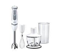 Braun Hogar Minipimer 5235 - Batidora de mano, 1000 W, 21 velocidades y función turbo, anti-salpicuduras, Powerbell Plus, 3 accesorios (varillas, picadora 500ml, vaso medidor 600ml), Color blanco