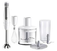 Braun Hogar MultiQuick 7 Batidora de Brazo, Control de Salpicaduras, Apta para Lavavajillas, Bol de Plástico sin BPA de 600ml, Batidor, Picadora 500ml, Cuchilla para Hielo, MQ7035I, 1000W, Blanco