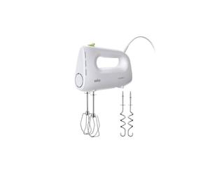 Braun Household MultiMix 1 HM 1110 WH Batidora de mano con 4 velocidades más turbo, tecnología FastMix, EasyClick, incluye batidor y gancho para amasar, manejo con una sola mano, 450 W, color blanco