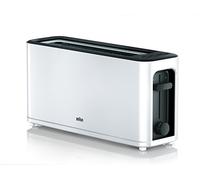Braun HT 3110 WH - Tostadora (ranura larga, cámara extraancha, bandeja recogemigas extraíble, función de calentamiento y descongelación, 7 niveles de tostado, accesorio separado, color blanco