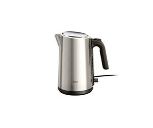 Braun Identity Collection WK5200BK Hervidor eléctrico de acero inoxidable, capacidad 1,7 l, 2200 W, base giratoria de 360°, indicador de nivel de agua, enrollador de cable, apagado automático, gris