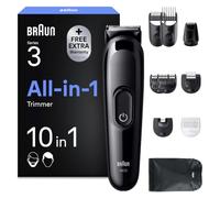 Braun Kit de aseo All-in-One Series 3, 10 pulgadas 1, cuchilla ultra afilada, 14 longitudes, recorte preciso, cara y cabello, 50 min Tiempo de funcionamiento, estilo fácil y rápido, AIO3560, negro