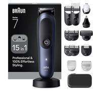 Braun Kit de aseo todo en uno serie 7, 15 en 1, ProBlade & AutoSense, 120 min, SkinGuard & Beard Fading, AquaGrip para uso bajo el agua, AIO7580, diseñado en Alemania - Azul