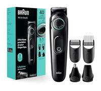 Braun Kit de estilo todo en uno serie 3 3450, recortadora 5 en 1 para hombres con recortadora de barba, recortadora de orejas y nariz, cortadora de pelo y más, hoja ultra afilada, 40 ajustes de
