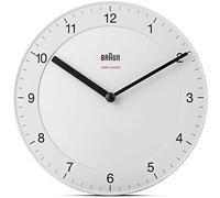 Braun klassische funkwanduhr in weiß/präzises leisegangwerk/sekunden