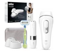 Braun Luz Pulsada Silk-expert Pro 3, Alternativa a Depiladora Laser, Eliminación Del Vello En Casa, Depiladora IPL Con Funda, Maquinilla Venus, 2 Cabezales Para Cara y Cuerpo, Blanca/Plateada, PL3136
