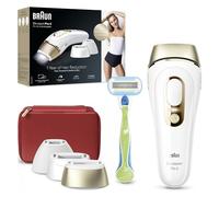 Braun Luz Pulsada Silk-expert Pro 5, Alternativa a Depiladora Laser, Eliminación Del Vello En Casa, Depiladora IPL Con Funda, Maquinilla Venus, 3 Cabezales Para Cara y Cuerpo, Blanca/Dorada, PL5262