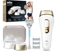 Braun Luz Pulsada Silk-expert Pro 5, Alternativa a Depiladora Laser, Eliminación Del Vello En Casa, Depiladora IPL Con Funda, Maquinilla Venus, 4 Cabezales Para Cara y Cuerpo, Blanca/Dorada, PL5358
