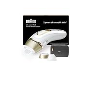 Braun Luz Pulsada Silk-expert Pro 5, Alternativa a Depiladora Laser, Eliminación Del Vello En Casa, Depiladora IPL Con Funda y 2 Cabezales Para Cara y Cuerpo, Blanca/Dorada, PL5140